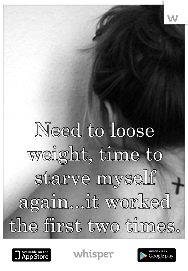 Need to loose weight, time to starve myself again...it worked the first two times.