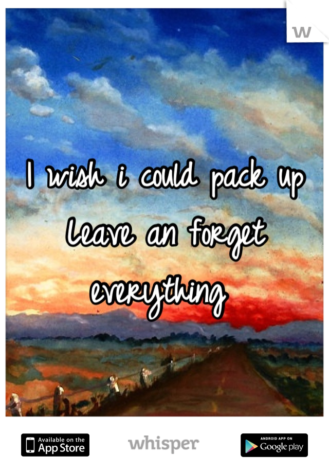 I wish i could pack up
Leave an forget everything 