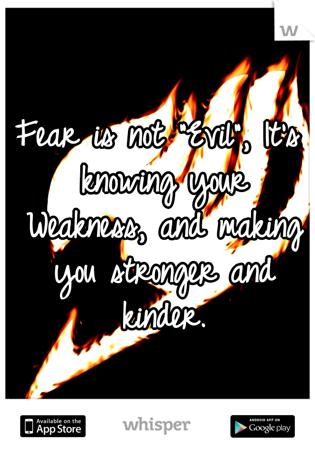 Fear is not "Evil", It's knowing your Weakness, and making you stronger and kinder.
