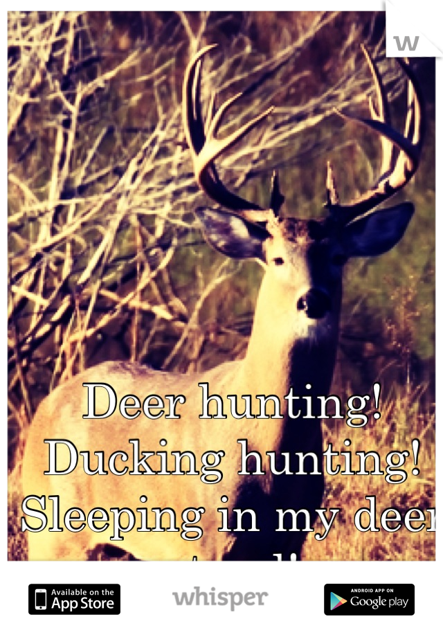 Deer hunting! 
Ducking hunting! 
Sleeping in my deer stand! 
My kind of winter 
