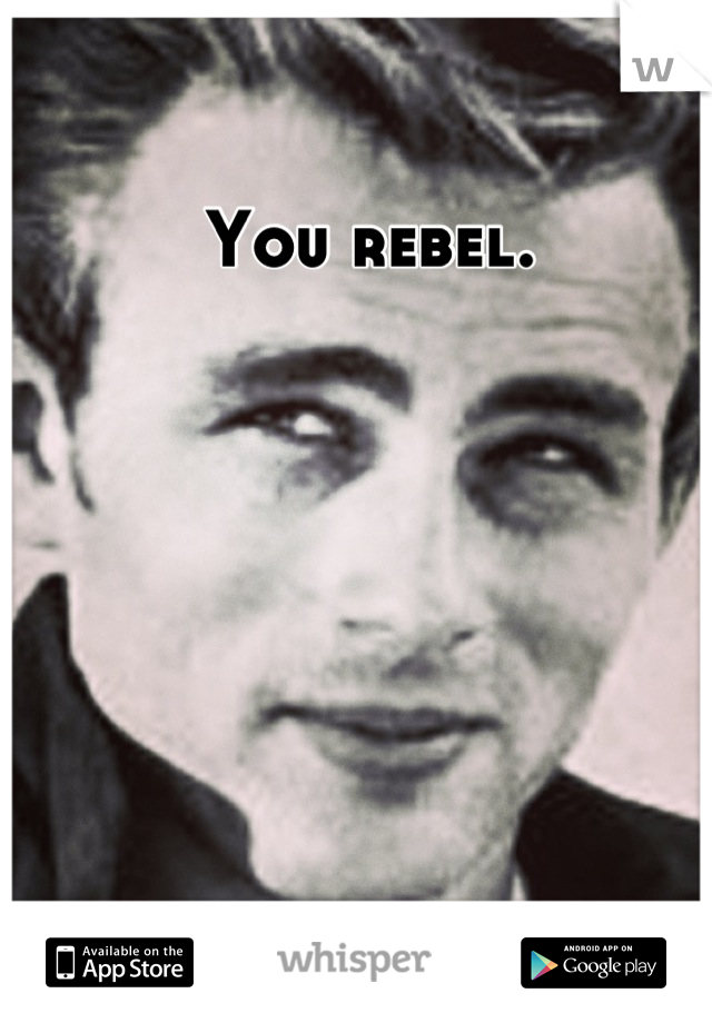 You rebel.
