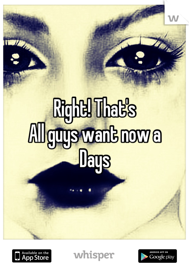 Right! That's
All guys want now a
Days