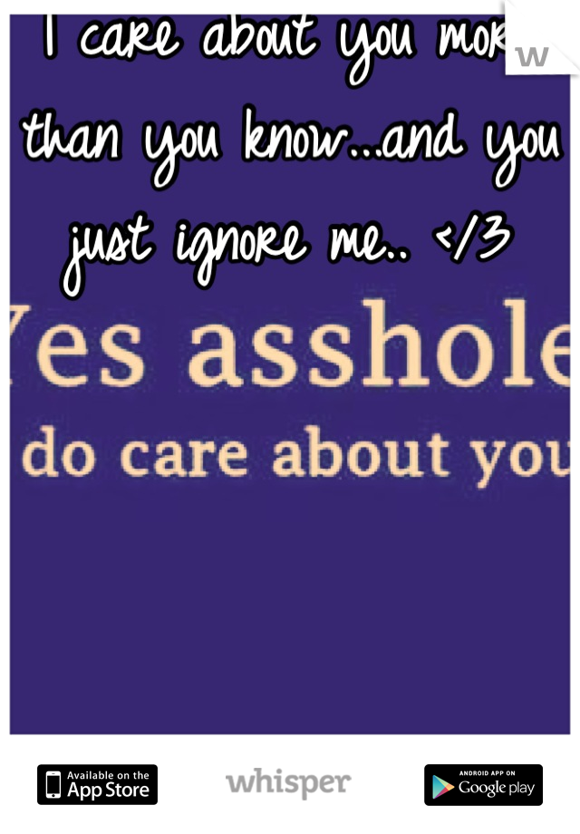 I care about you more than you know...and you just ignore me.. </3