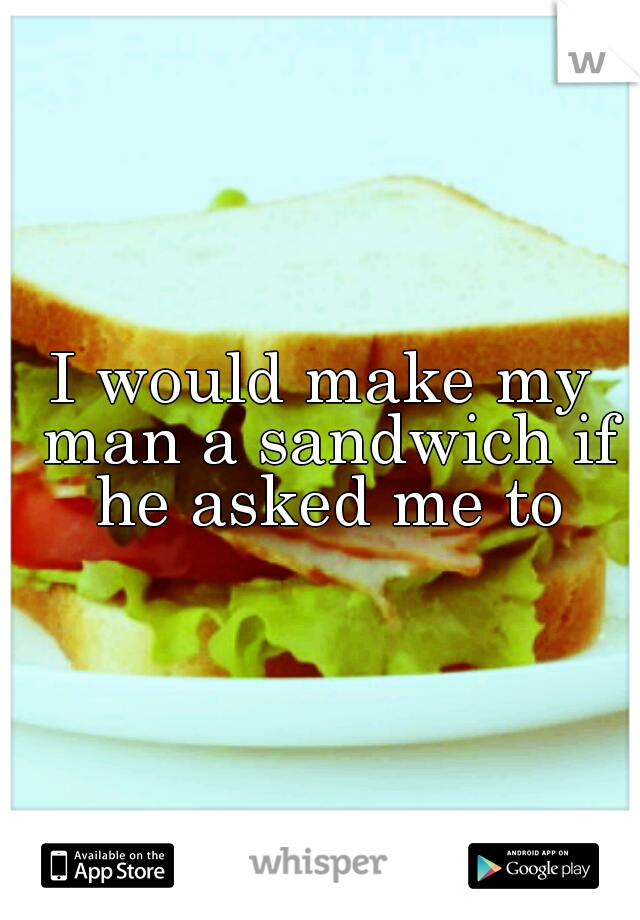 I would make my man a sandwich if he asked me to