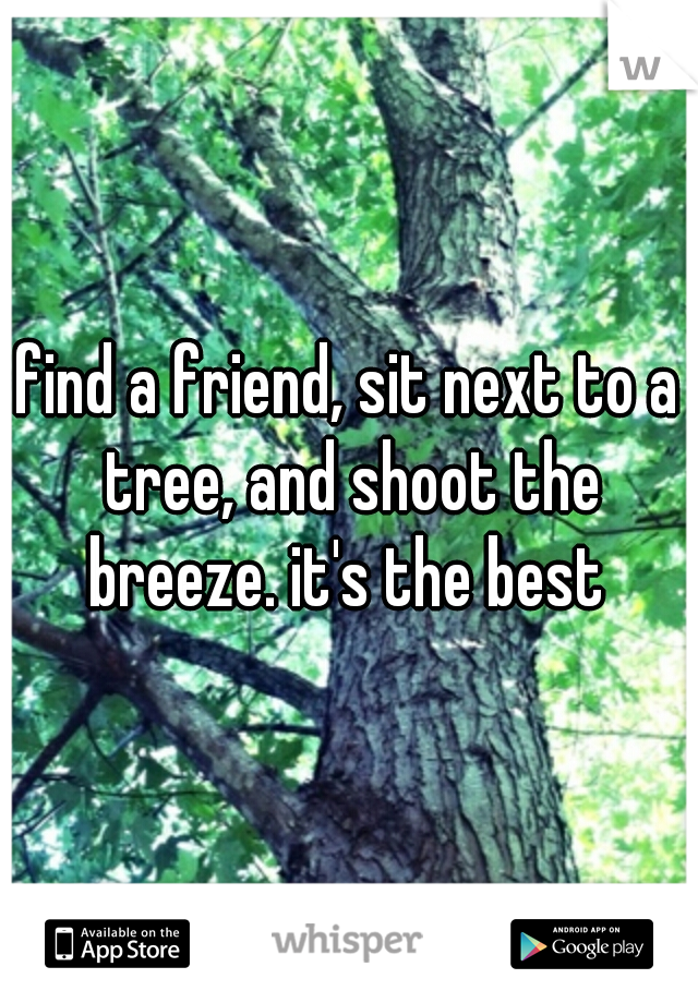 find a friend, sit next to a tree, and shoot the breeze. it's the best 