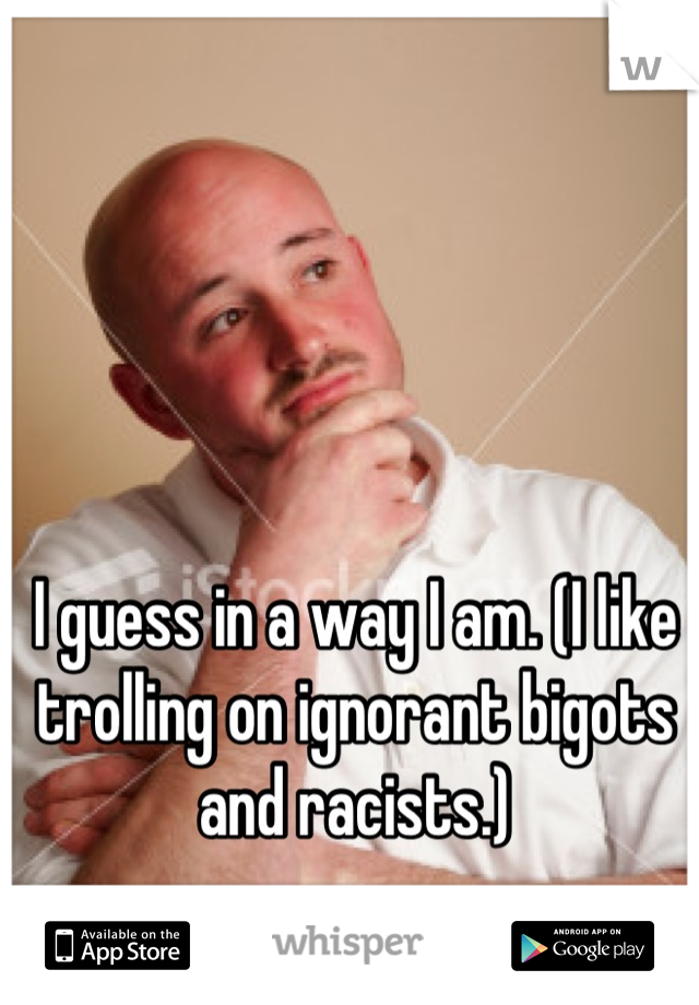 I guess in a way I am. (I like trolling on ignorant bigots and racists.)