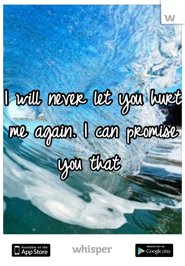 I will never let you hurt me again. I can promise you that 