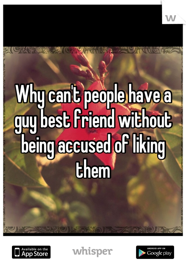 Why can't people have a guy best friend without being accused of liking them