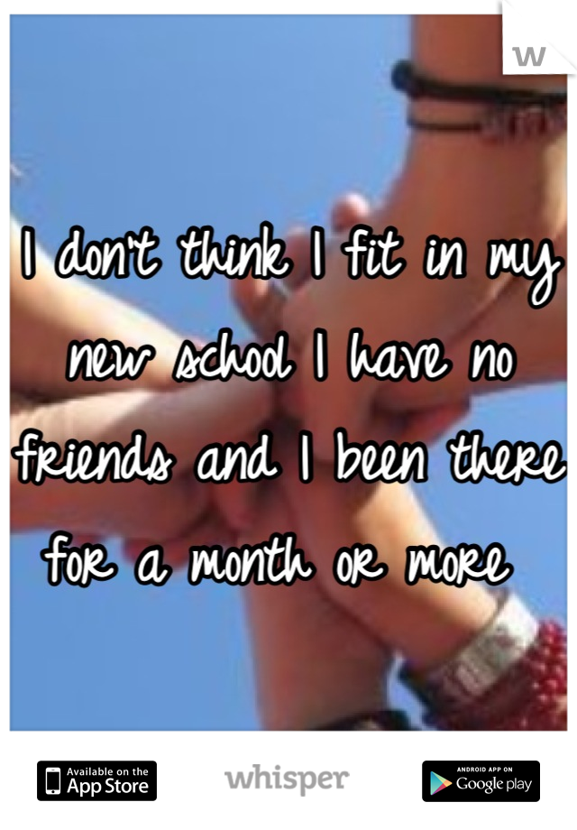 I don't think I fit in my new school I have no friends and I been there for a month or more 