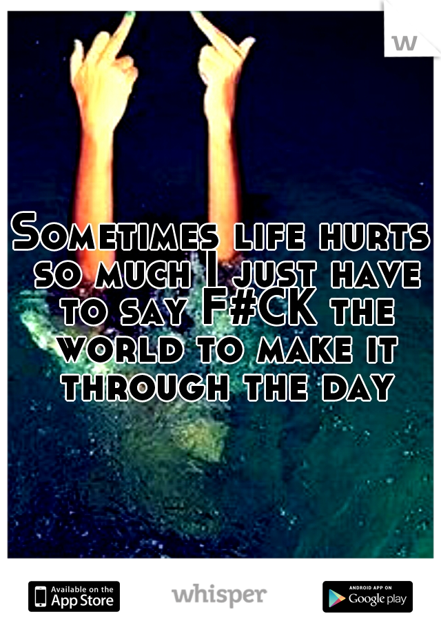 Sometimes life hurts so much I just have to say F#CK the world to make it through the day