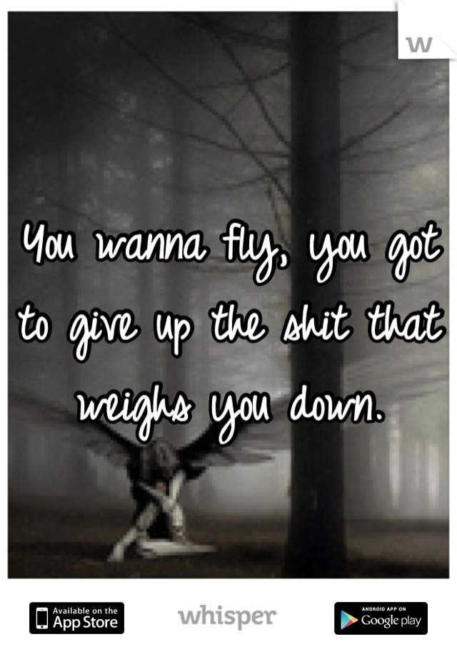 You wanna fly, you got to give up the shit that weighs you down.