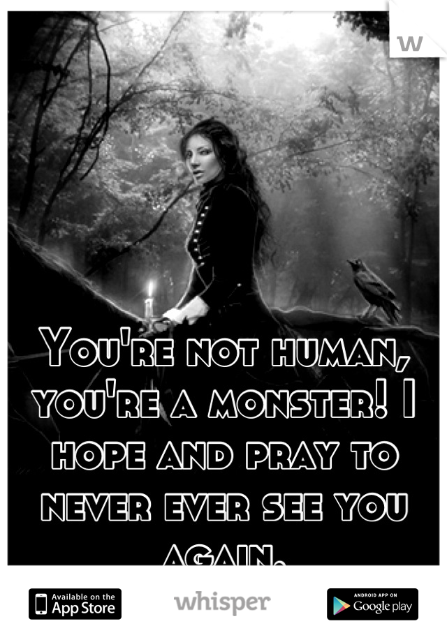 You're not human, you're a monster! I hope and pray to never ever see you again.