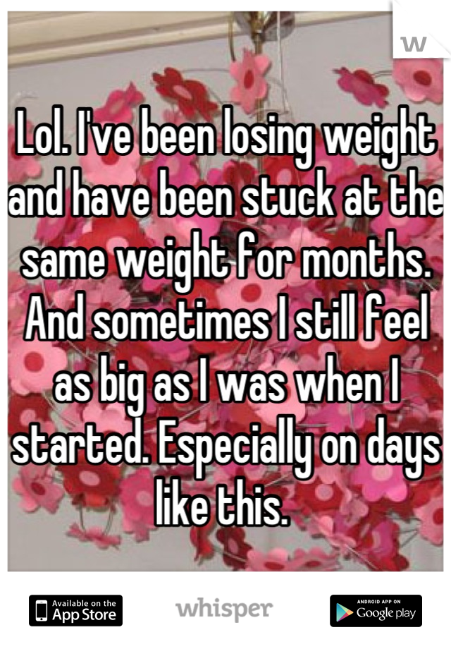Lol. I've been losing weight and have been stuck at the same weight for months. And sometimes I still feel as big as I was when I started. Especially on days like this. 