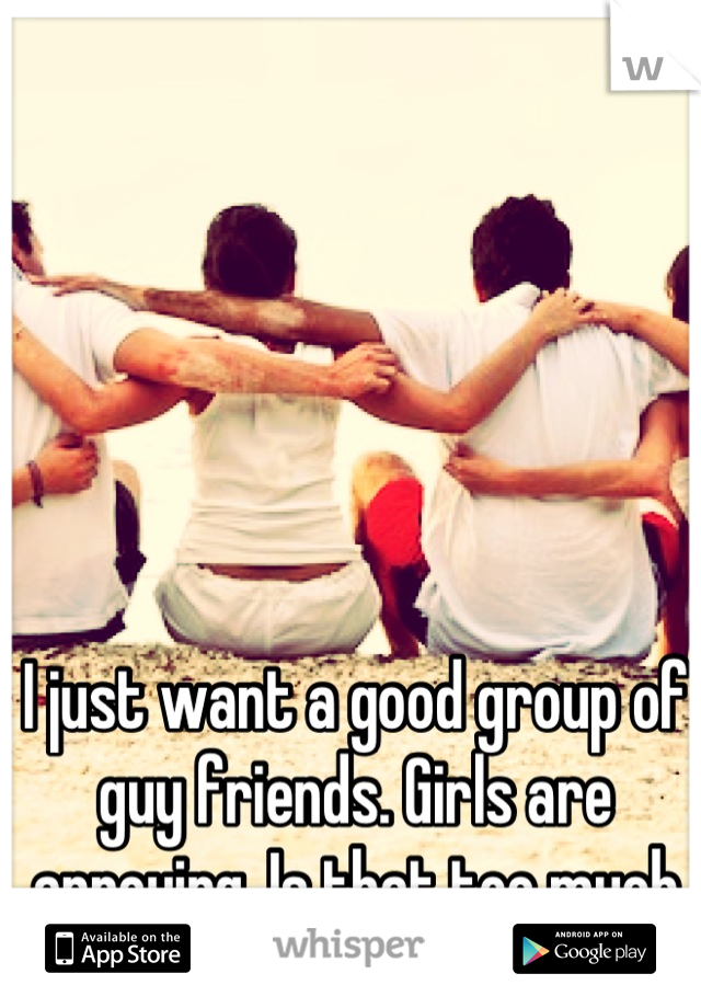 I just want a good group of guy friends. Girls are annoying. Is that too much to ask for? 