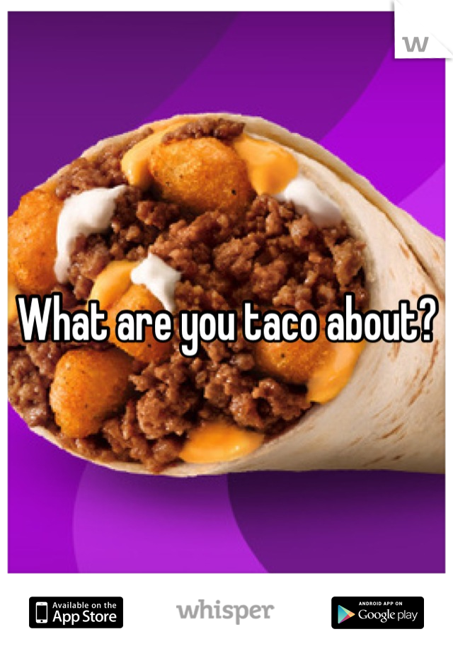 What are you taco about?