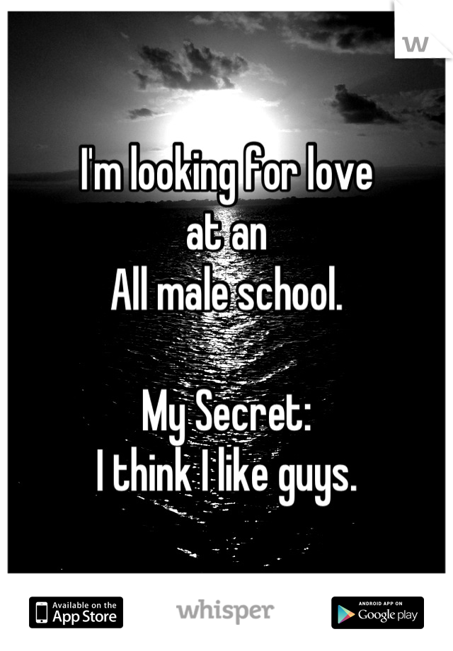 I'm looking for love
at an 
All male school.

My Secret:
I think I like guys.