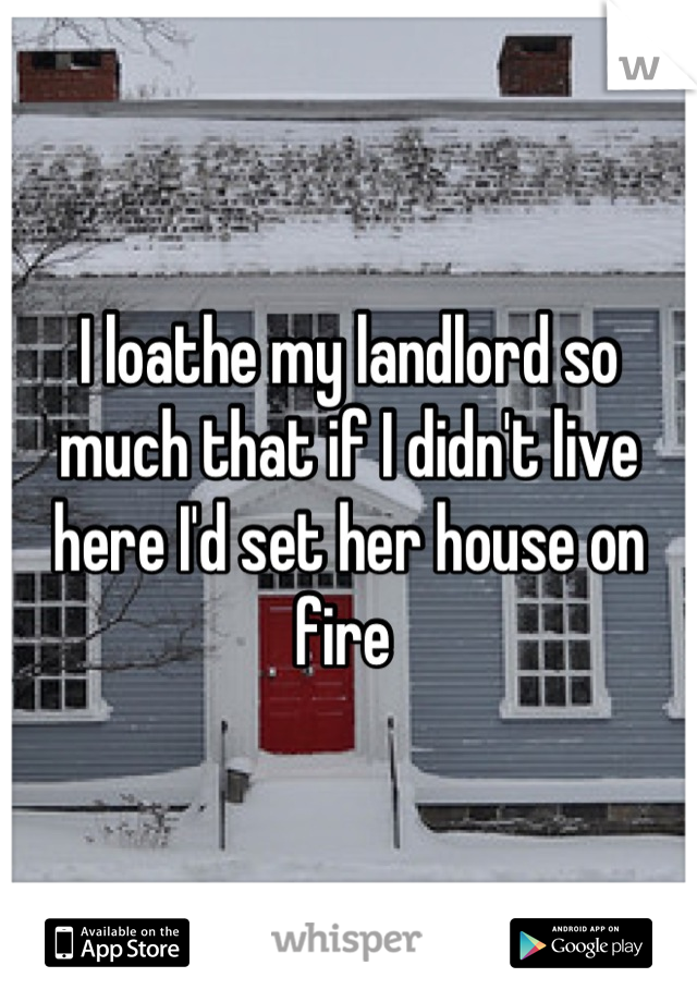 I loathe my landlord so much that if I didn't live here I'd set her house on fire 