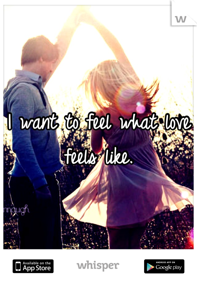 I want to feel what love feels like.