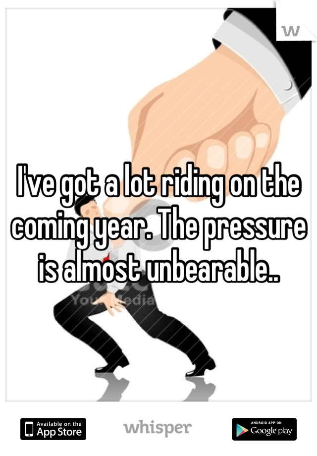 I've got a lot riding on the coming year. The pressure is almost unbearable..