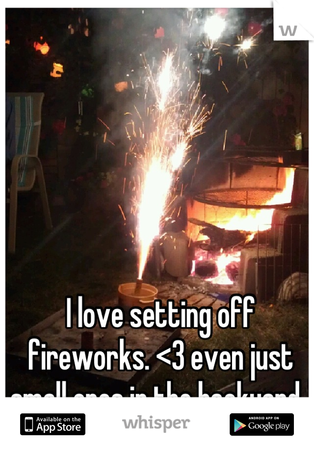 I love setting off fireworks. <3 even just small ones in the backyard. 