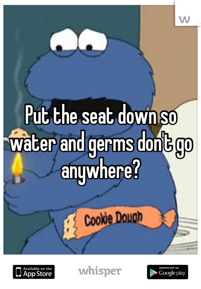 Put the seat down so water and germs don't go anywhere?