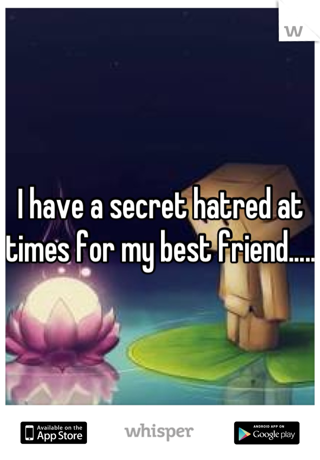 I have a secret hatred at times for my best friend.....
