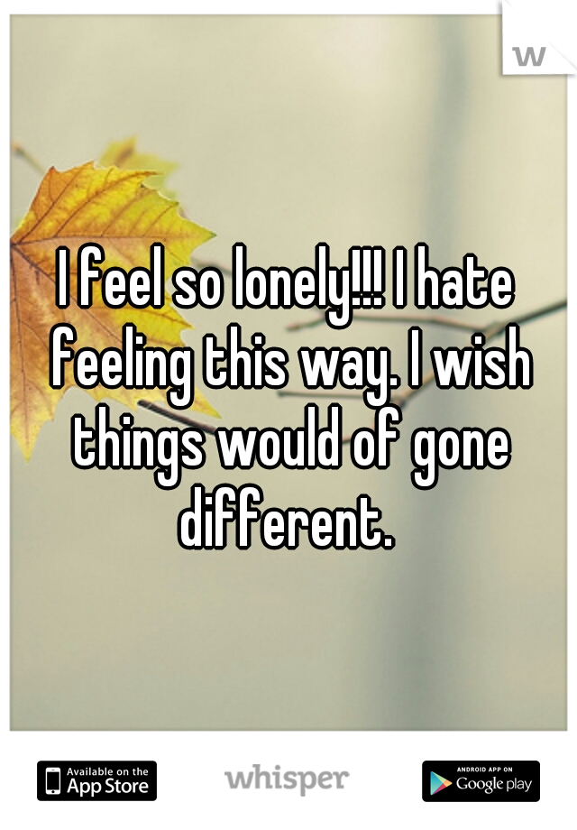 I feel so lonely!!! I hate feeling this way. I wish things would of gone different. 