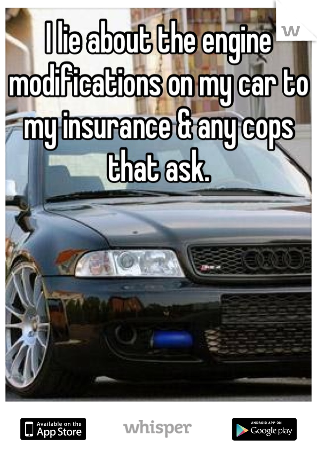 I lie about the engine modifications on my car to my insurance & any cops that ask.
