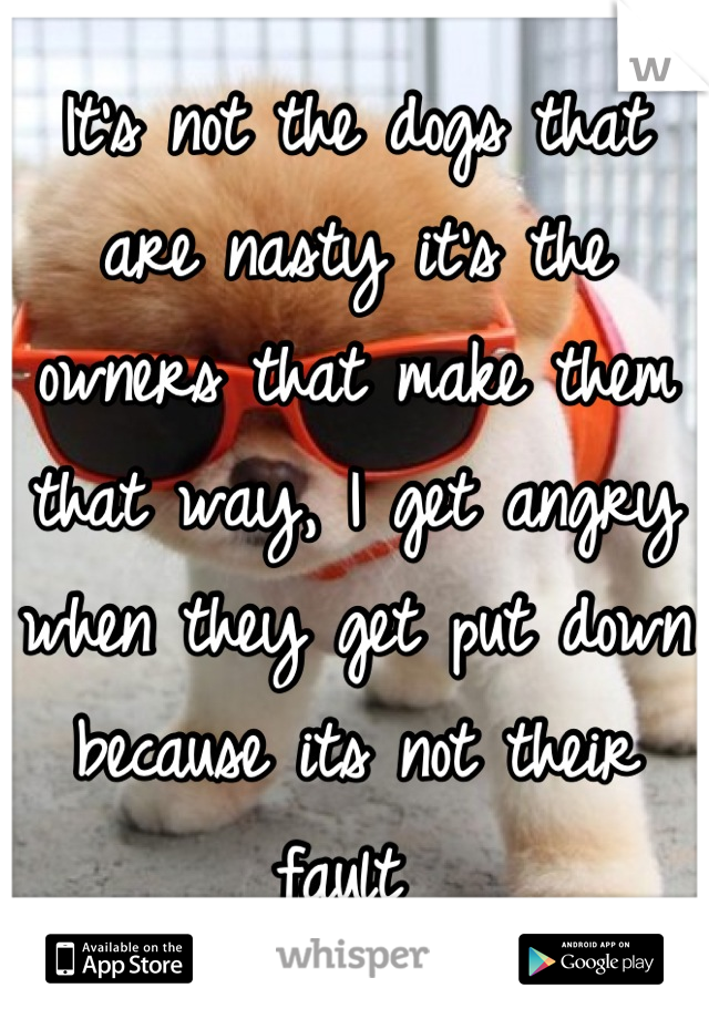 It's not the dogs that are nasty it's the owners that make them that way, I get angry when they get put down because its not their fault 
