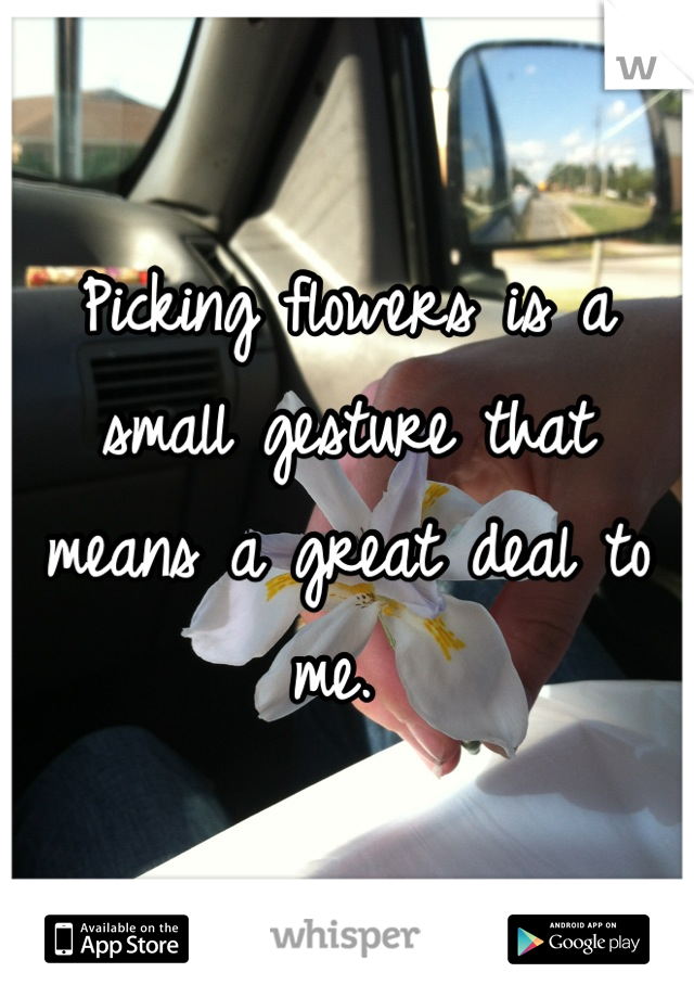 Picking flowers is a small gesture that means a great deal to me. 