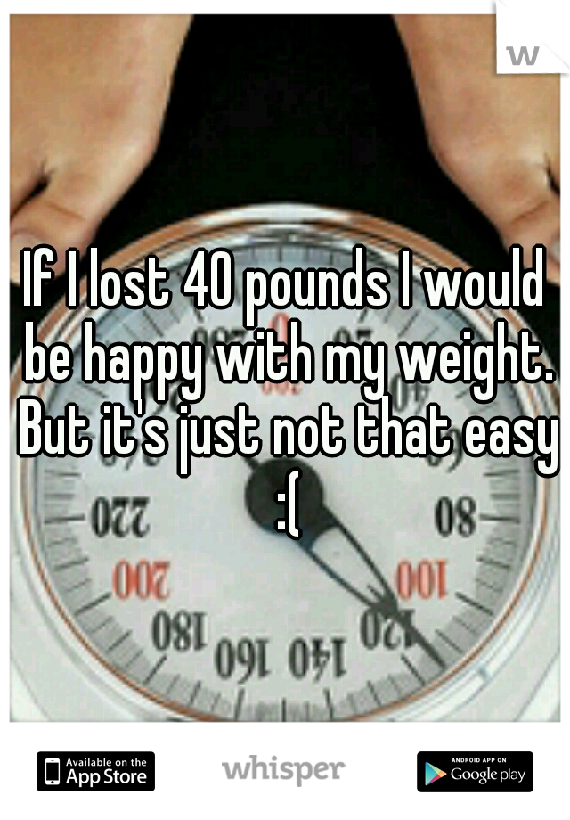 If I lost 40 pounds I would be happy with my weight. But it's just not that easy :(