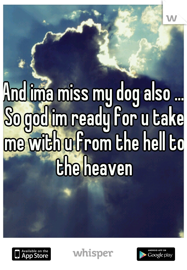 And ima miss my dog also ... So god im ready for u take me with u from the hell to the heaven
