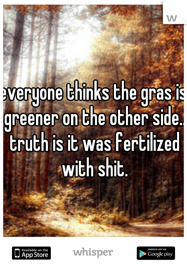 everyone thinks the gras is greener on the other side.. truth is it was fertilized with shit.