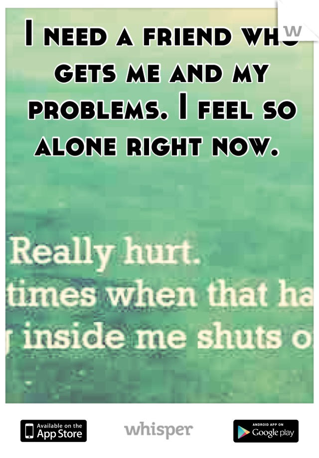 I need a friend who gets me and my problems. I feel so alone right now. 