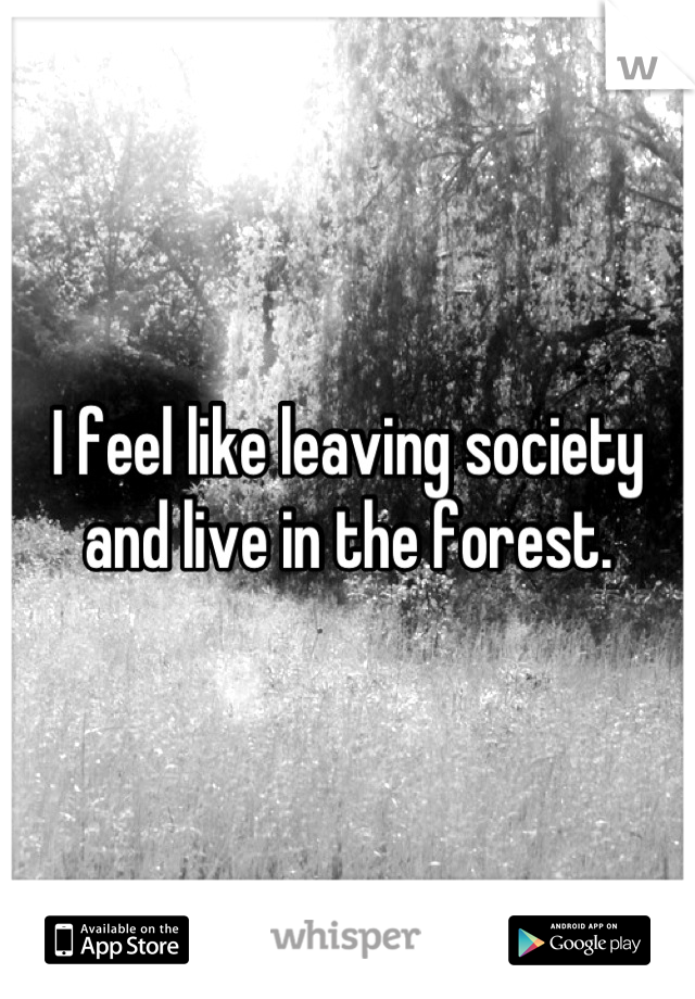 I feel like leaving society and live in the forest.
