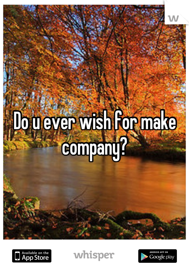 Do u ever wish for make company?