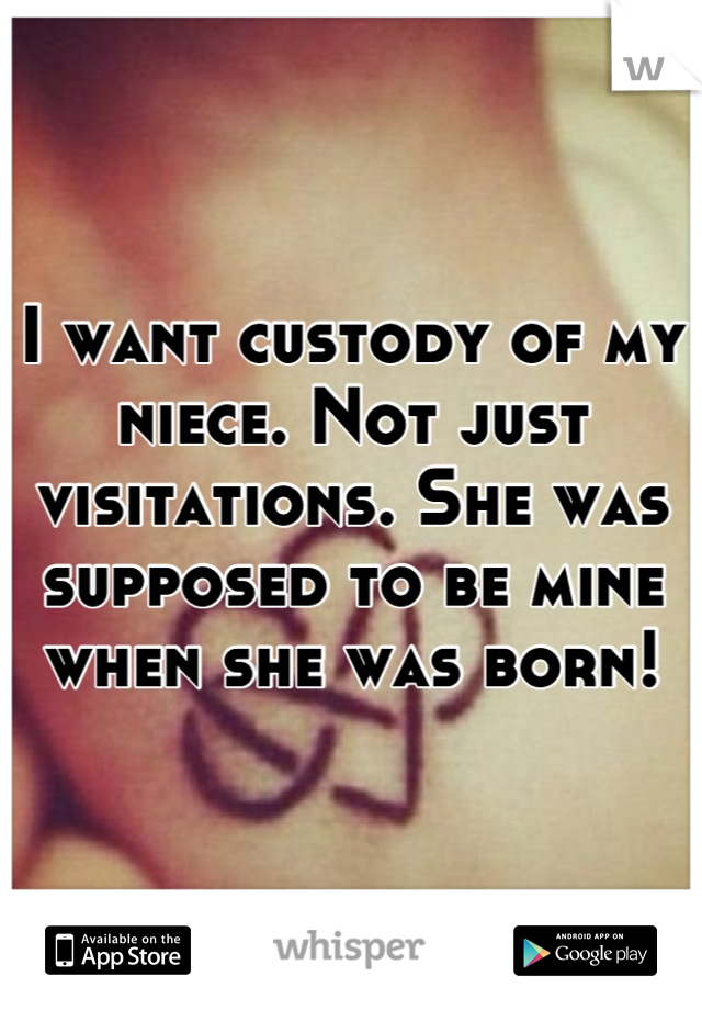 I want custody of my niece. Not just visitations. She was supposed to be mine when she was born!