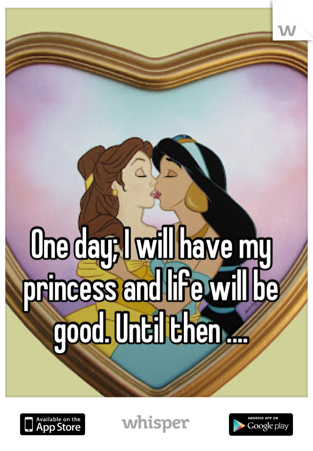 One day; I will have my princess and life will be good. Until then ....