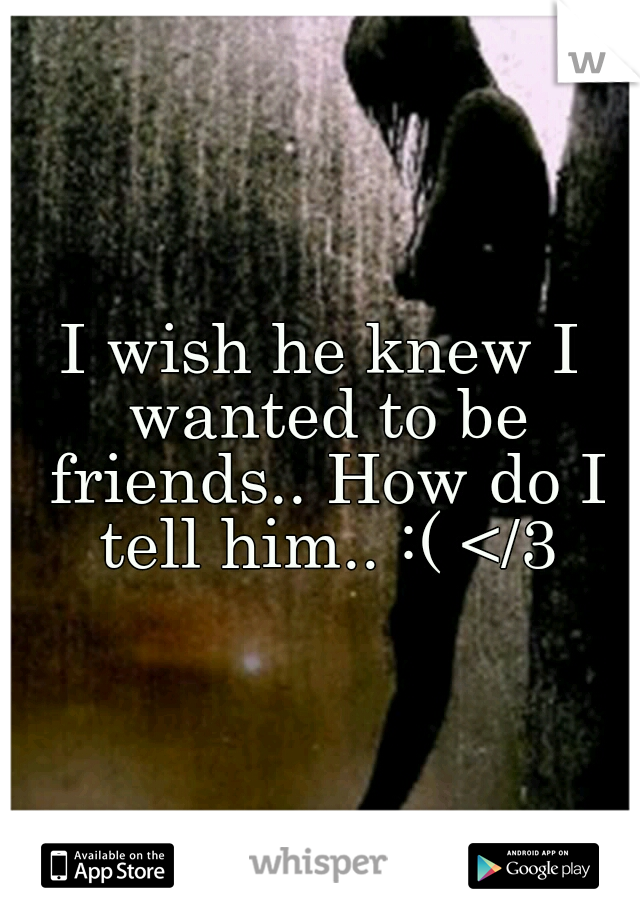 I wish he knew I wanted to be friends.. How do I tell him.. :( </3