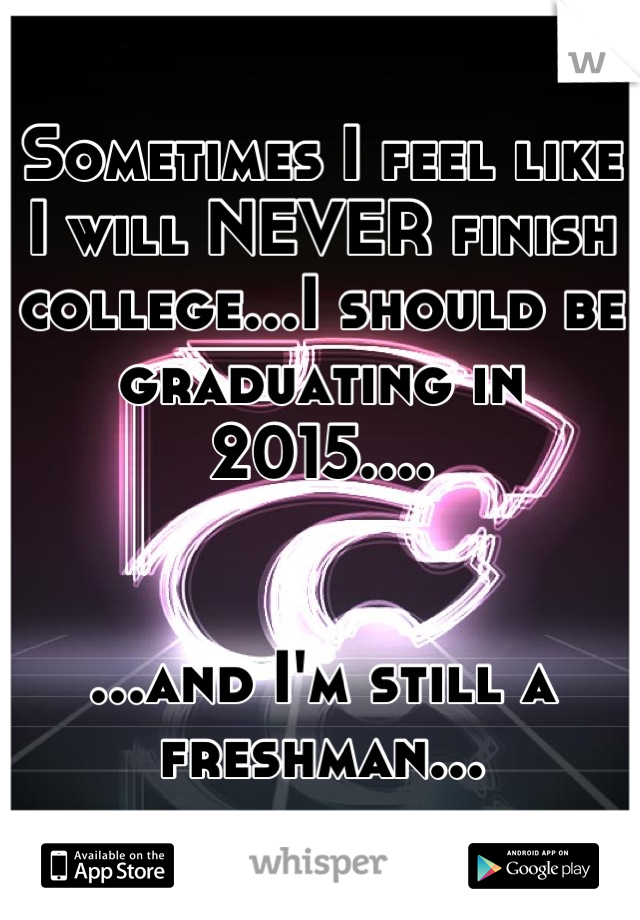 Sometimes I feel like I will NEVER finish college...I should be graduating in 2015....


...and I'm still a freshman...