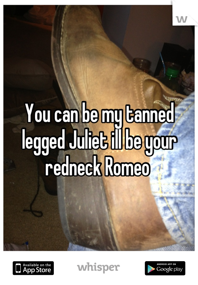 You can be my tanned legged Juliet ill be your redneck Romeo 
