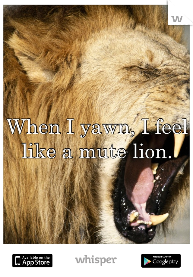 When I yawn, I feel like a mute lion.