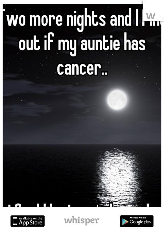 Two more nights and I find out if my auntie has cancer.. 





I feel like I can't breath.
