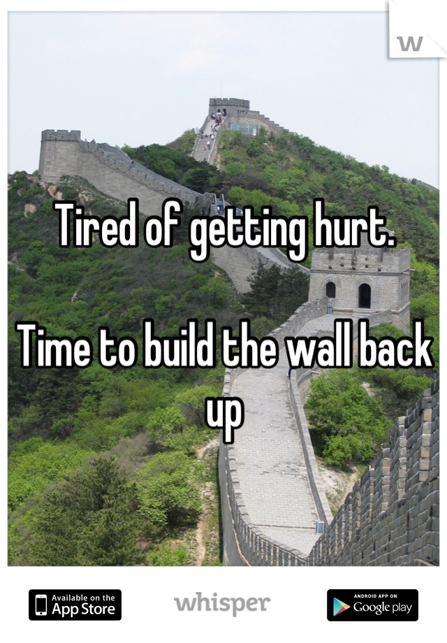 Tired of getting hurt.

Time to build the wall back up