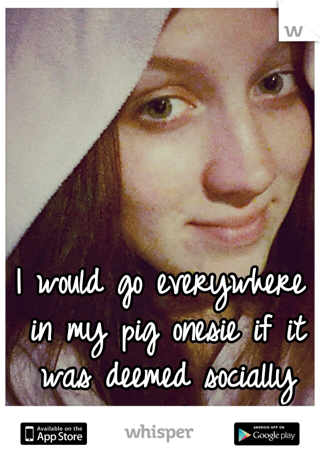 I would go everywhere in my pig onesie if it was deemed socially acceptable. .