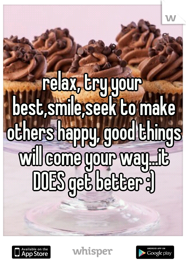 relax, try your best,smile,seek to make others happy, good things will come your way...it DOES get better :)