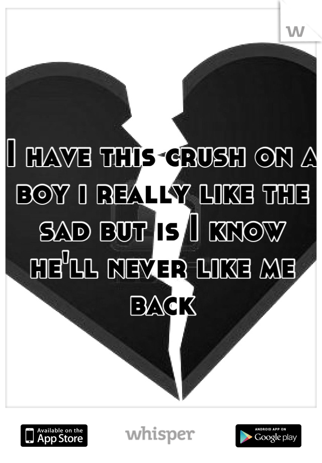 I have this crush on a boy i really like the sad but is I know he'll never like me back