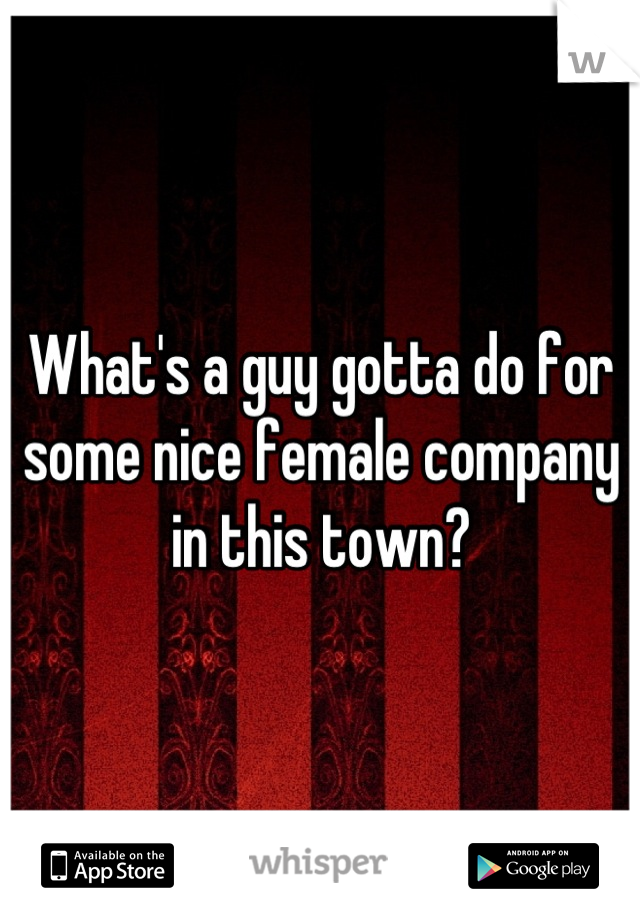 What's a guy gotta do for some nice female company in this town?