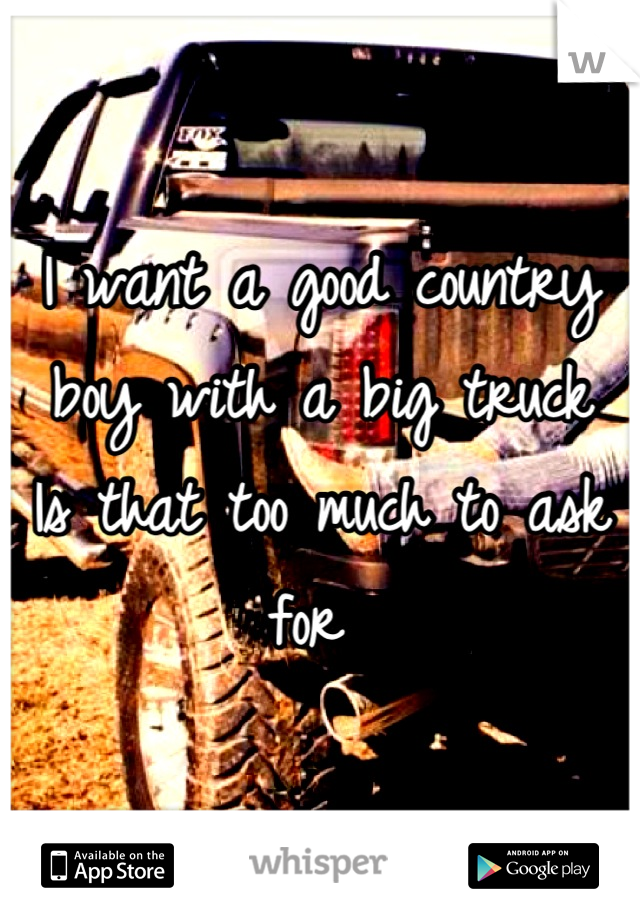 I want a good country boy with a big truck
Is that too much to ask for 
