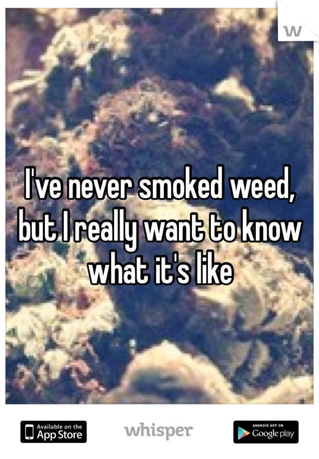 I've never smoked weed, but I really want to know what it's like 